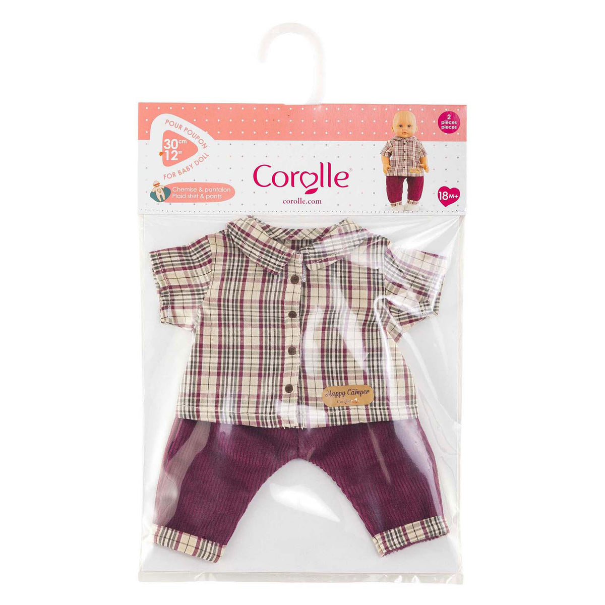 Corolle - geruit shirt met broek kleine ontdekker - 30cm