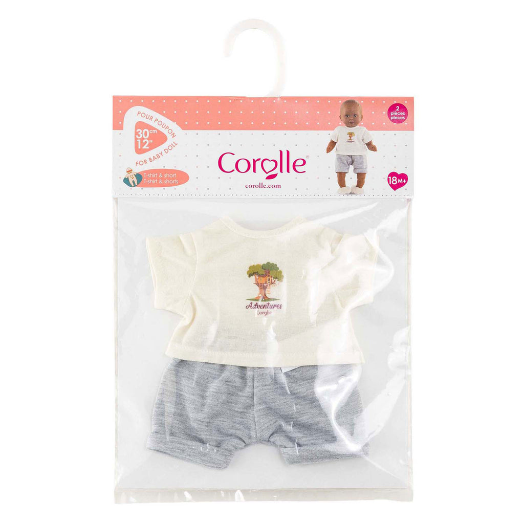 Corolle - poppenoutfit t-shirt en korte broek kleine ontdekker 30cm.