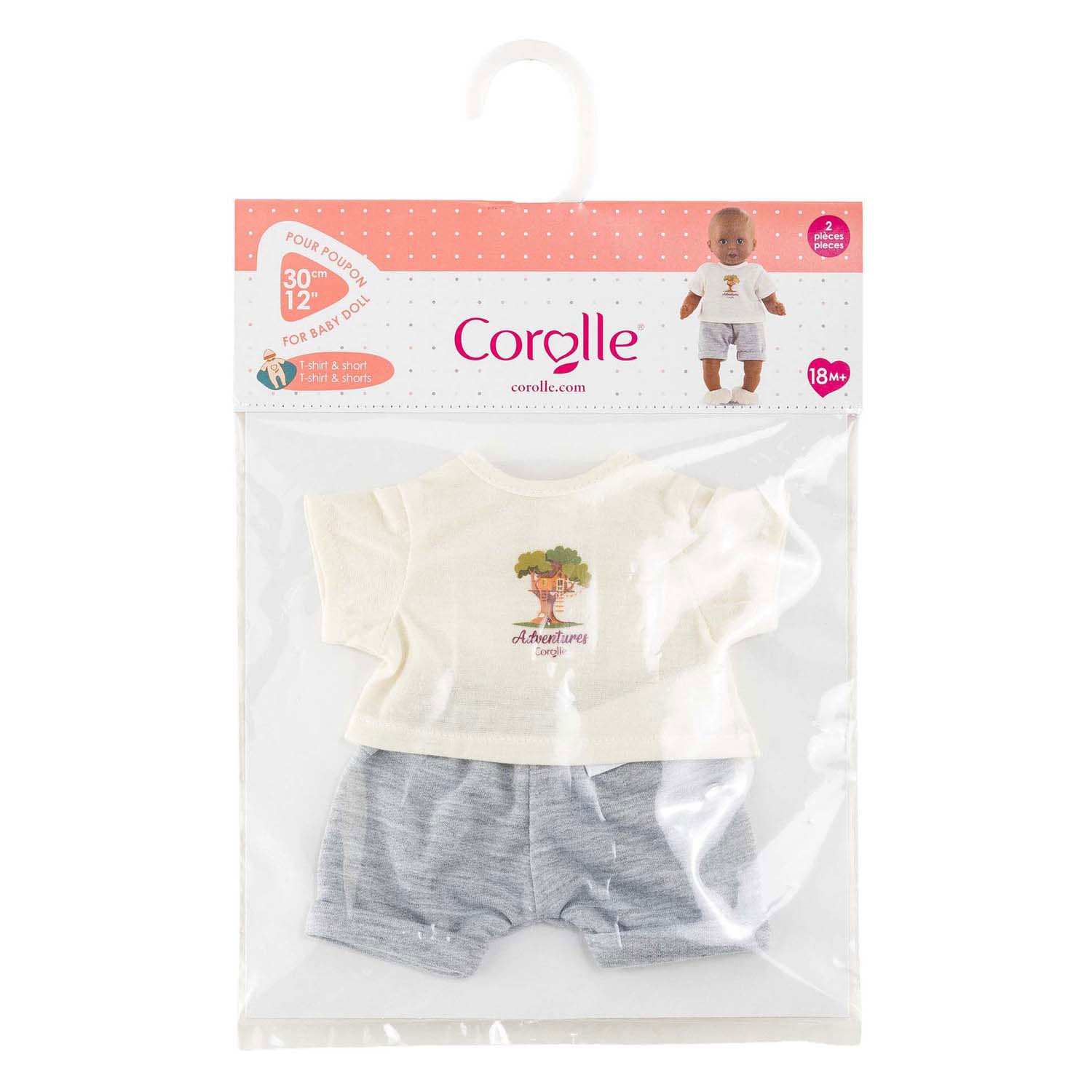 Corolle - poppenoutfit t-shirt en korte broek kleine ontdekker 30cm.