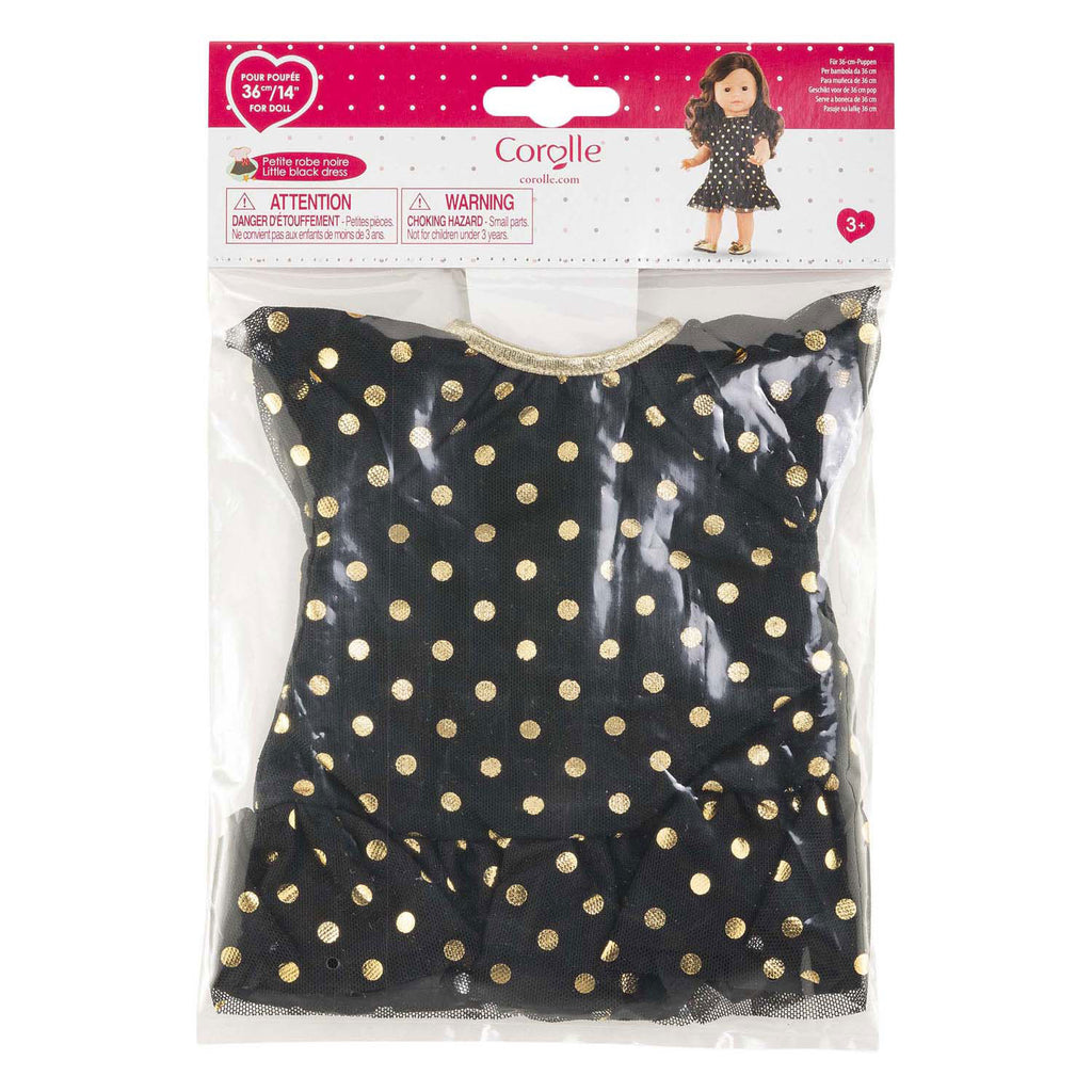 Corolle - Ma zwarte popppenjurk met gouden stippen - 36cm