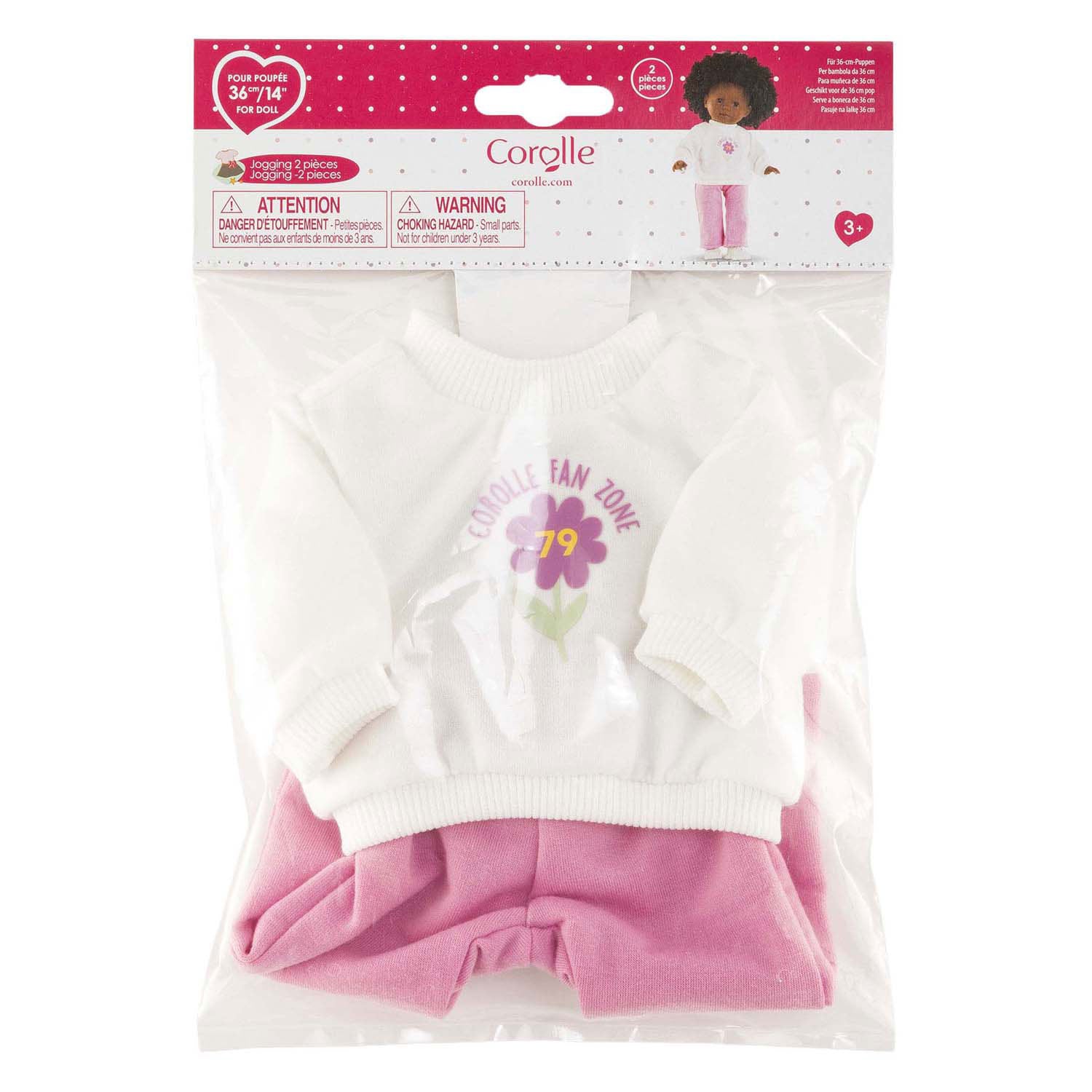 Corolle poppen joggingpak 36cm - kledingset voor babypop roze.