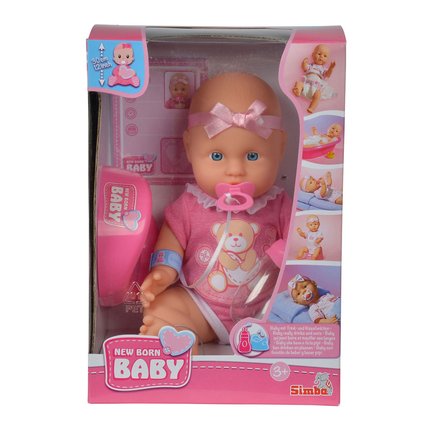 New born baby pop met accessoires, 4dlg.