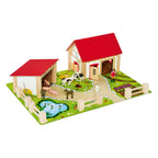 Eichhorn - houten boerderij - 2 gebouwen, speelgrond, figuren, dieren, hekken, 20 stuks, 36x51cm, beukenhout, vanaf 3 jaar