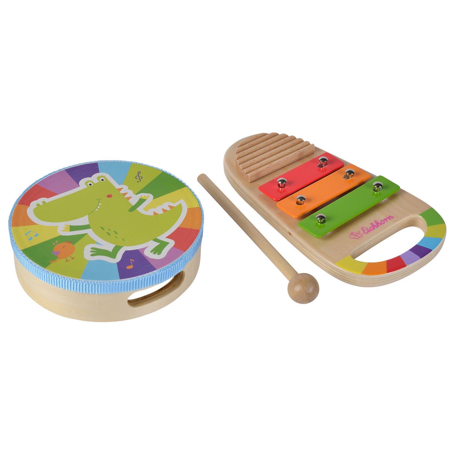 Eichhorn - houten trommel en xylofoon muziekset 3dlg.