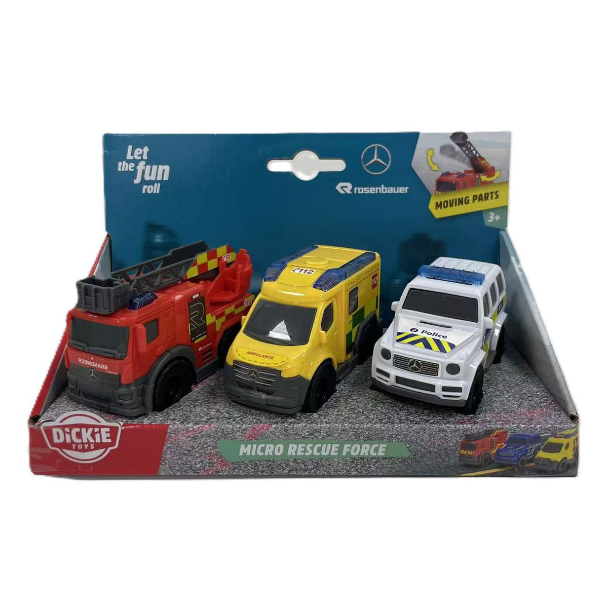 Dickie - Dickie micro rescue force speelgoedauto's - 3dlg.