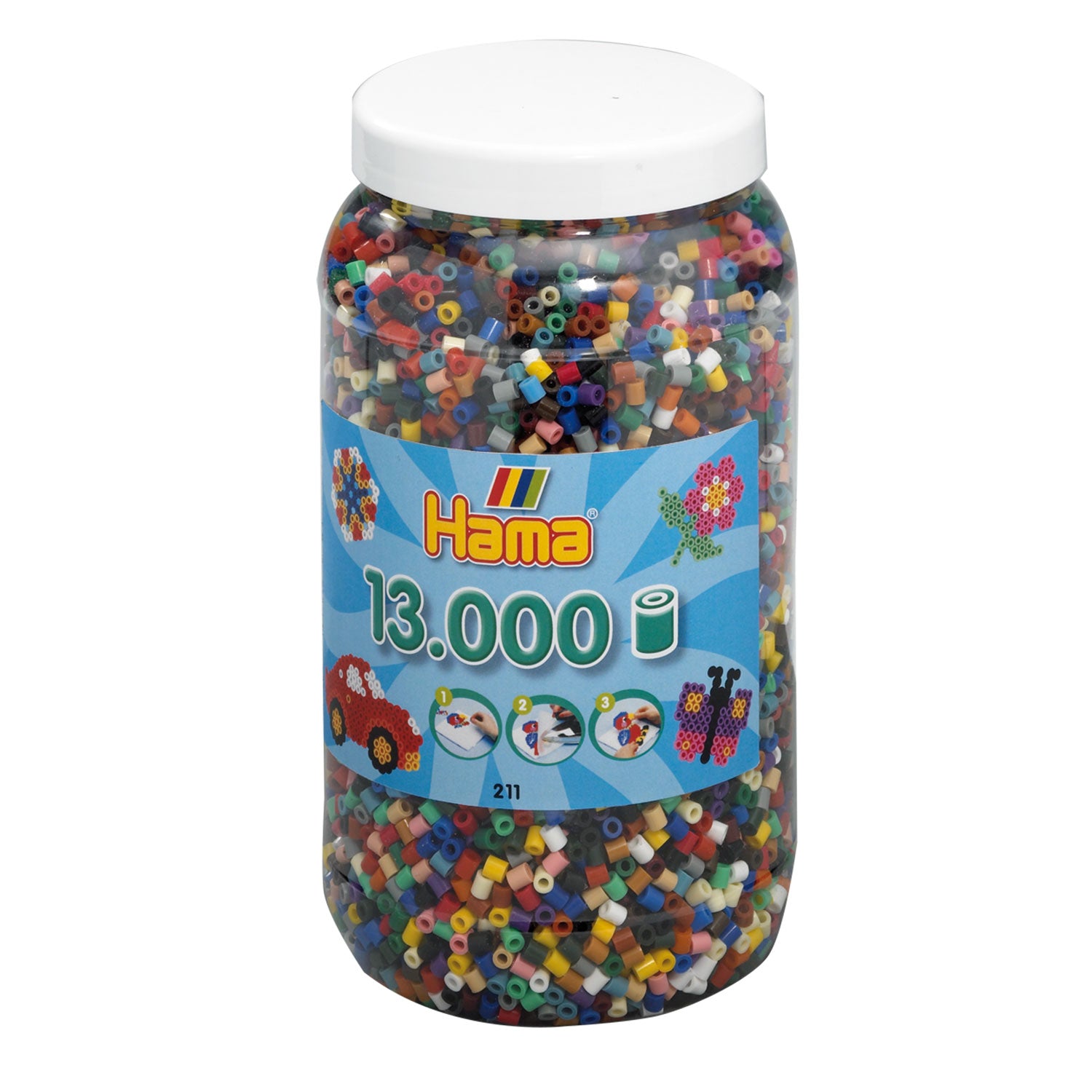 Hama midi strijkkralen in pot - mix (067), 13.000st.