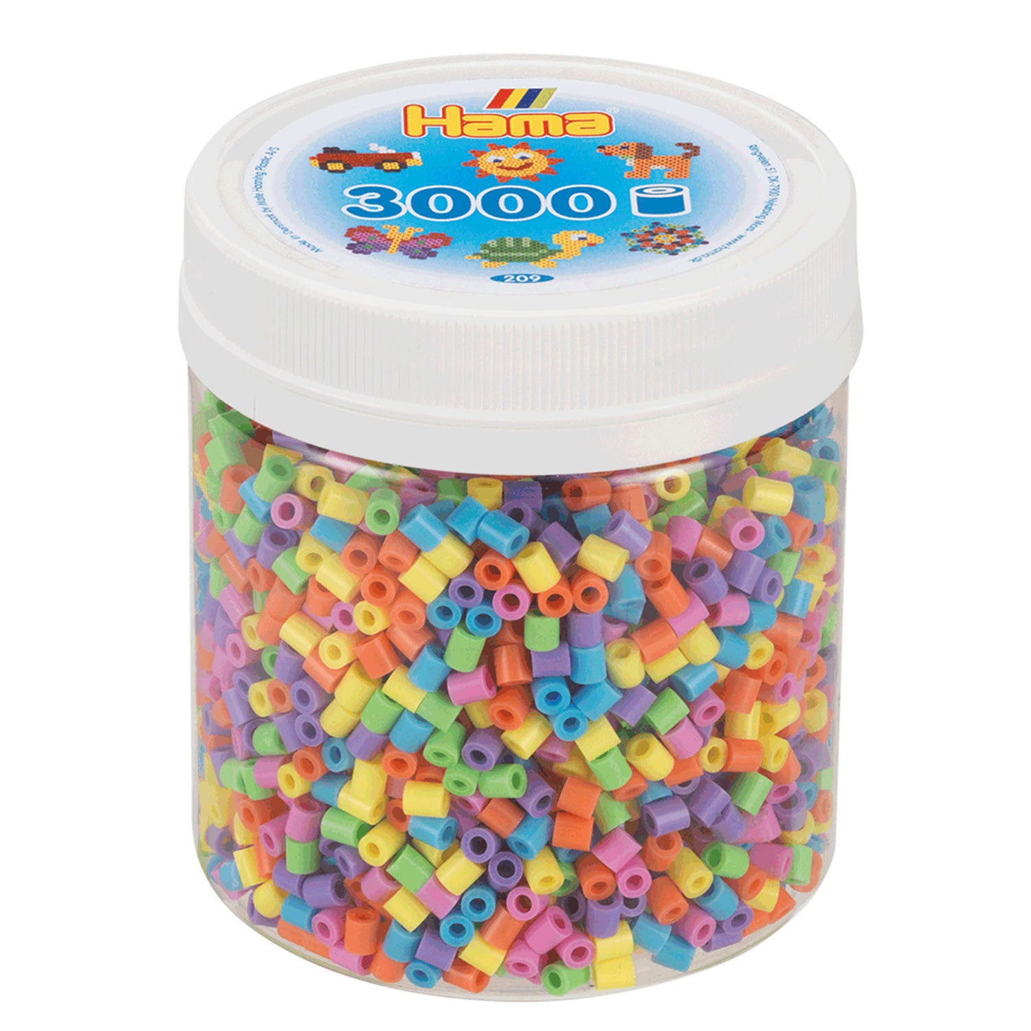 Hama midi strijkkralen in potje - pastelmix (50), 3000st.