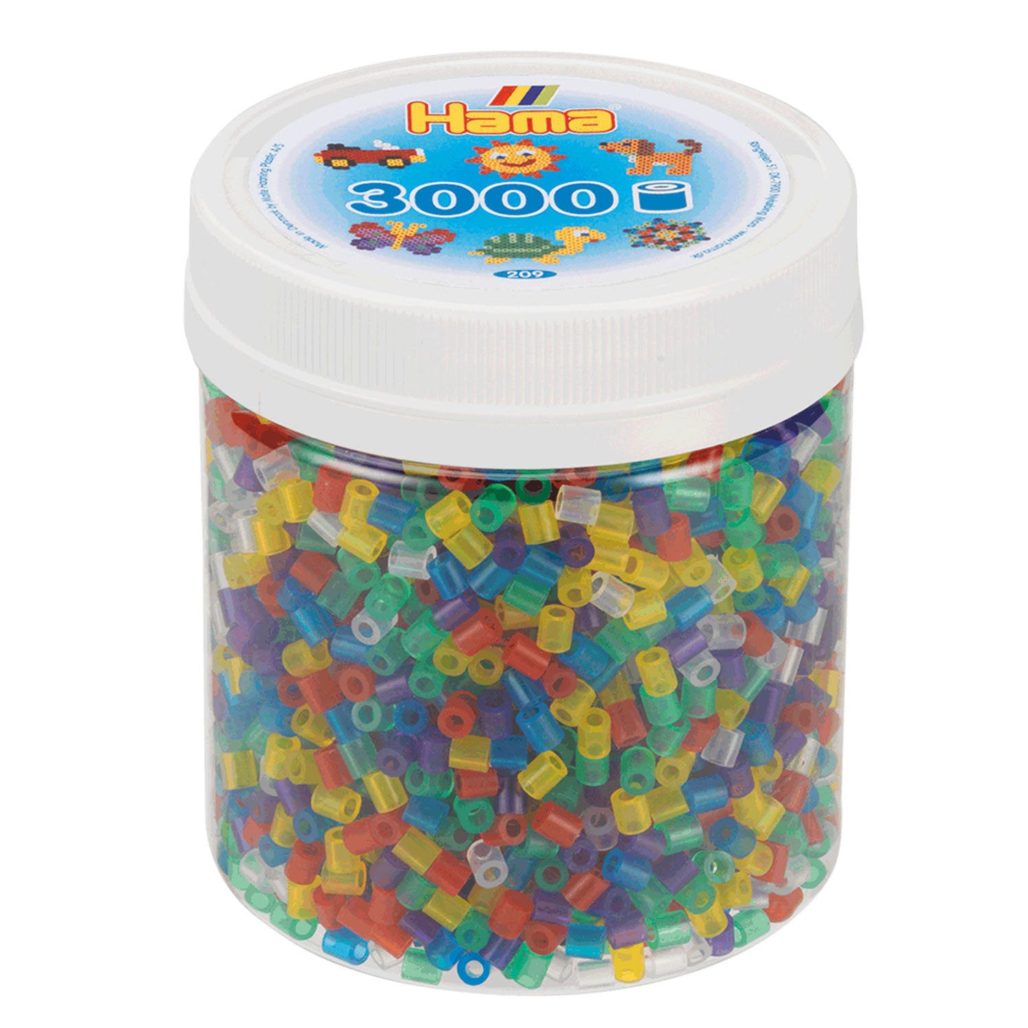 Hama midi strijkkralen in potje - transparantmix (53), 3000st.