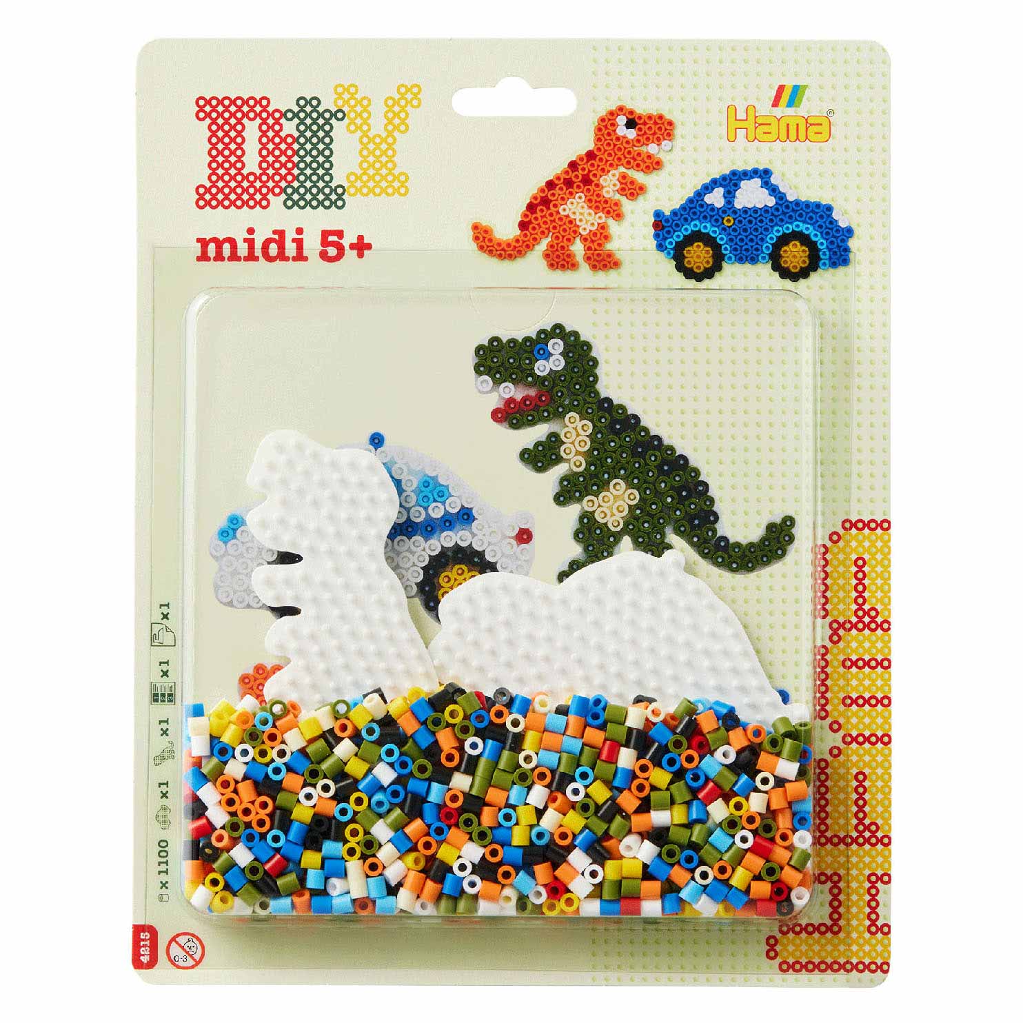 Hama midi strijkkralenset dino, 1100st.