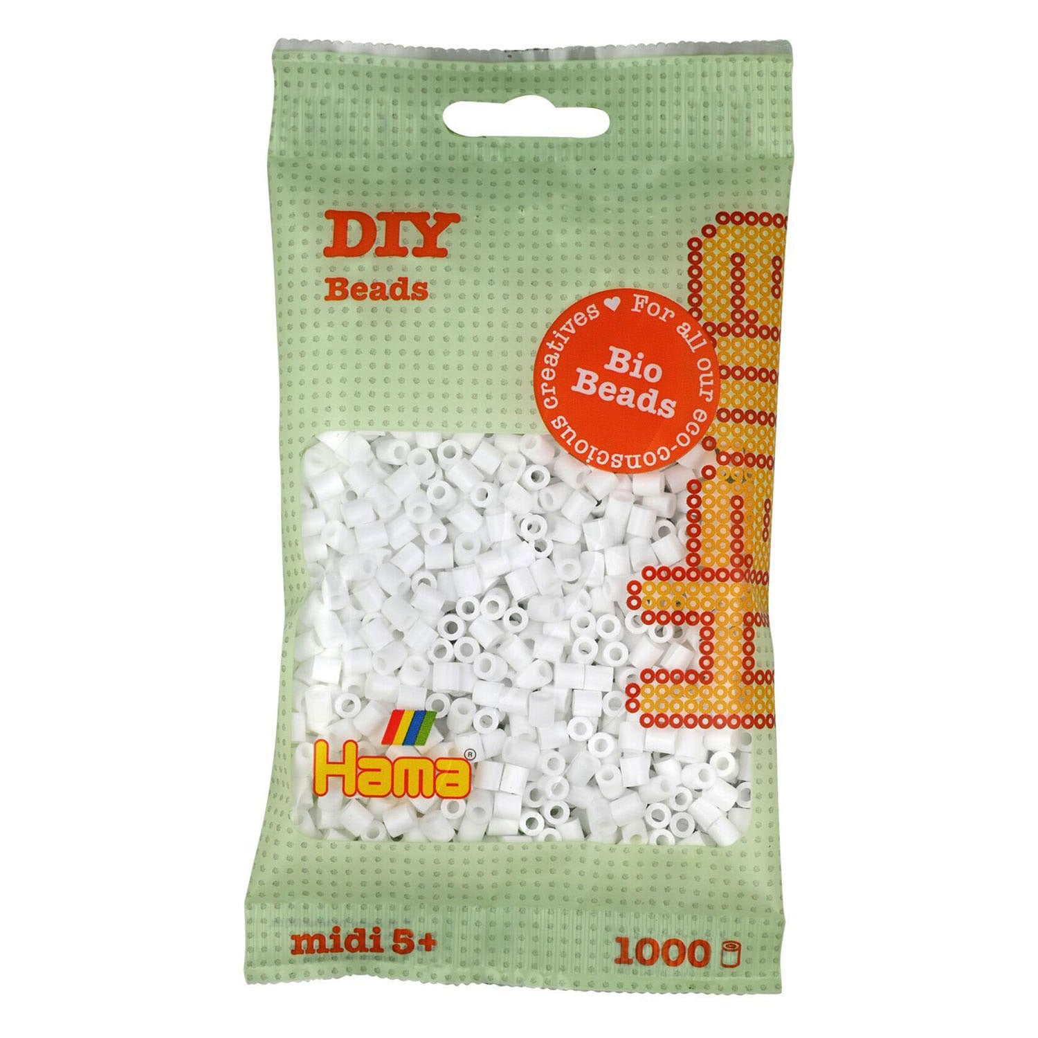 Hama midi bio strijkkralen - wit (001), 1000st.