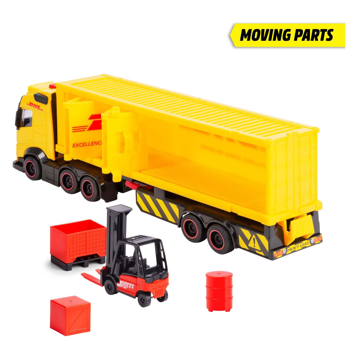 Dickie dhl set met vrachtwagen en vorkheftruck
