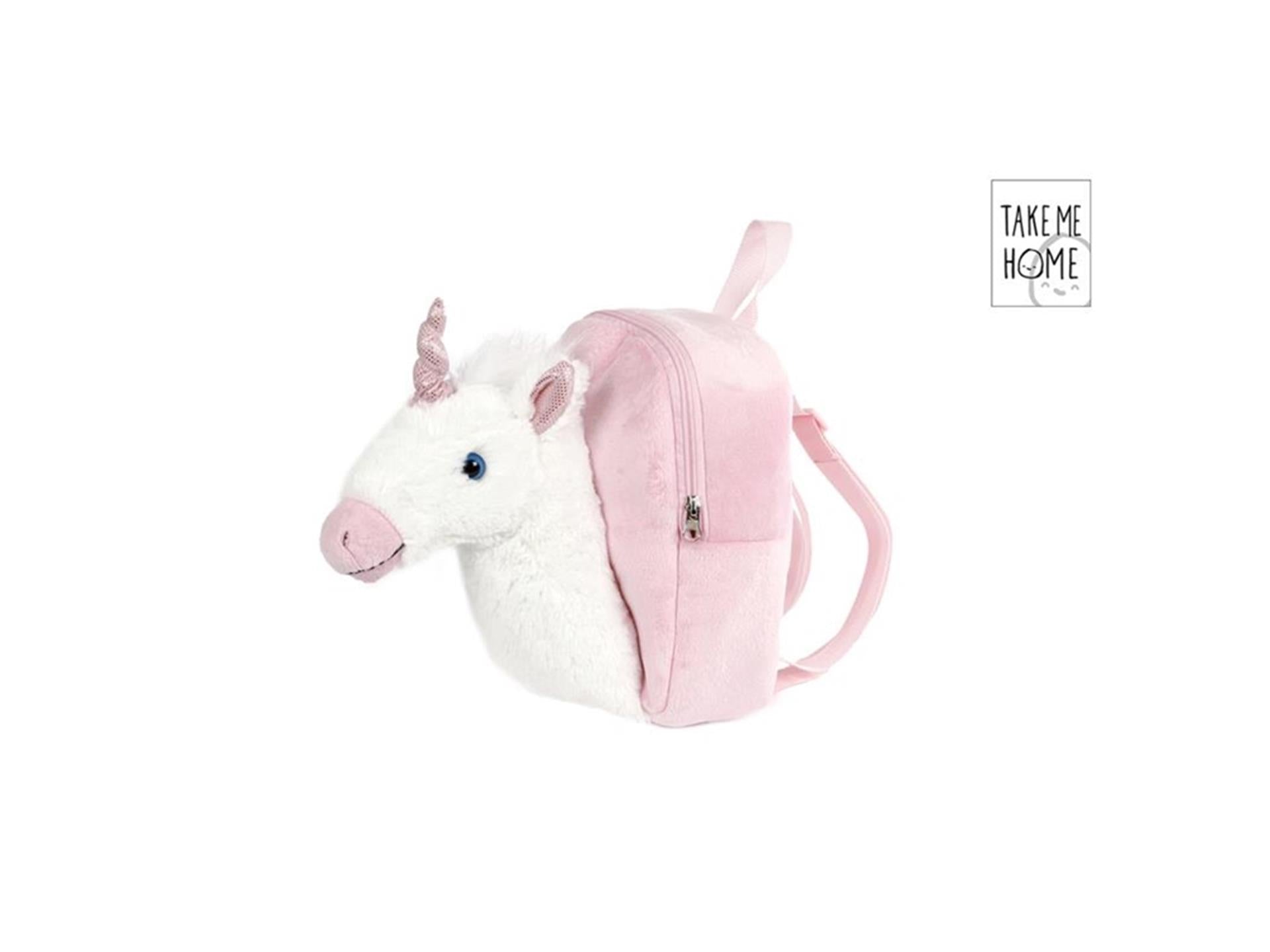 Take me home unicorn rugzak met 3d unicorn 26cm roze