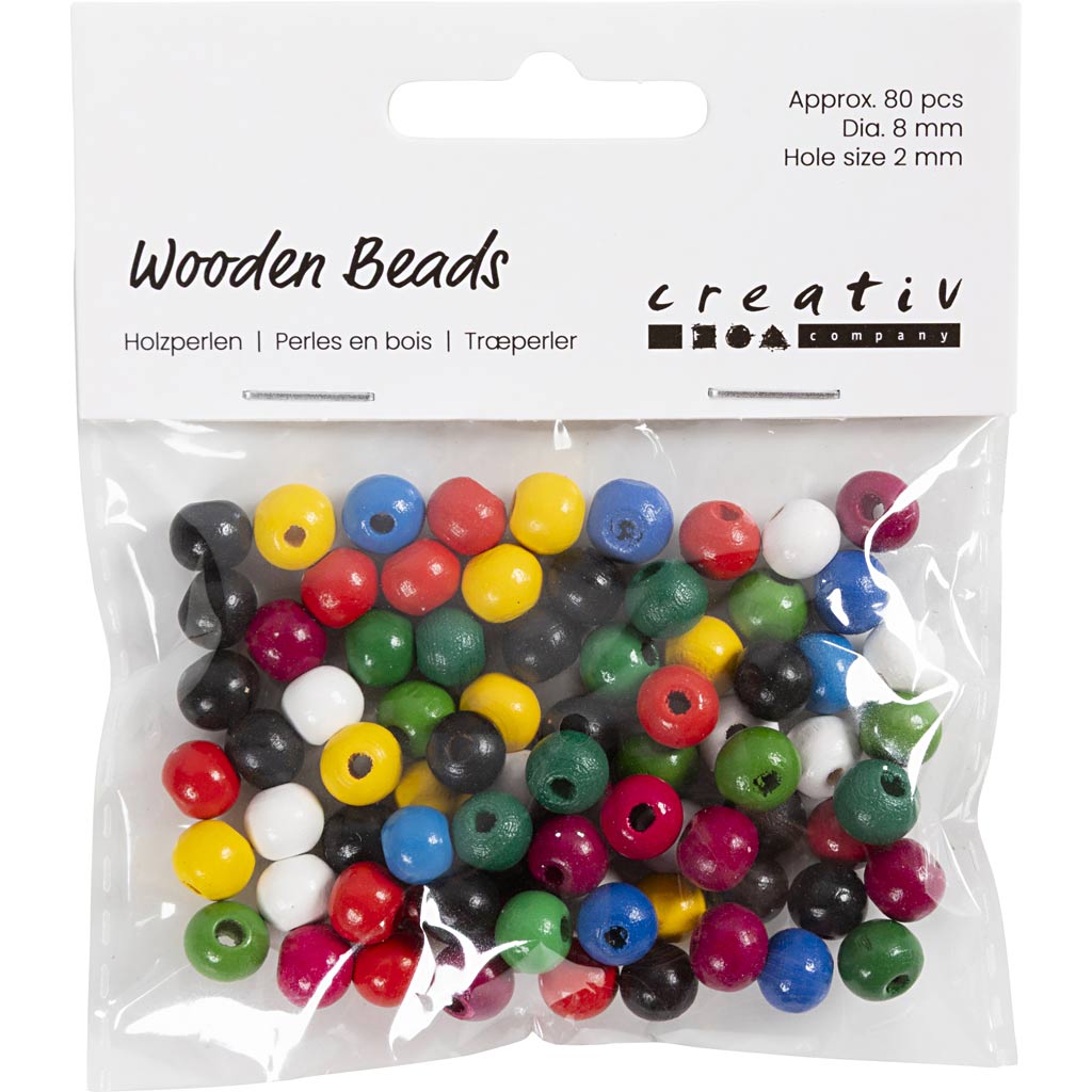 Creativ Company - Creativ Company Https://www.cchobby.nl/houten-kralen-d-8-mm-gatgrootte-2-mm-ca-80-stuk-diverse-kleuren-15-gr-1-doos