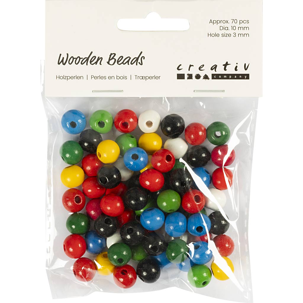 Creativ Company - Creativ Company Https://www.cchobby.nl/houten-kralen-d-10-mm-gatgrootte-3-mm-ca-70-div-diverse-kleuren-20-gr-1-doos