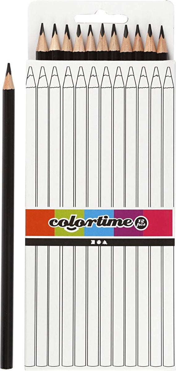 Colortime driehoekige kleurpotloden - zwart, 12st.