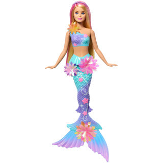 Barbie zeemeermin met magische bloemen blauw