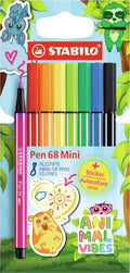 STABILO - STABILO pen 68 mini - premium viltstift - animal vibes - etui met 8 kleuren + sticker