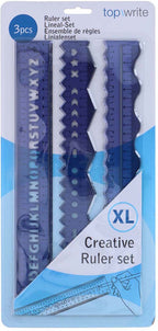 / Sans Marque - / Sans Marque Linialenset creatief blauw 30cm kunststof 3-delig voor kinderen.