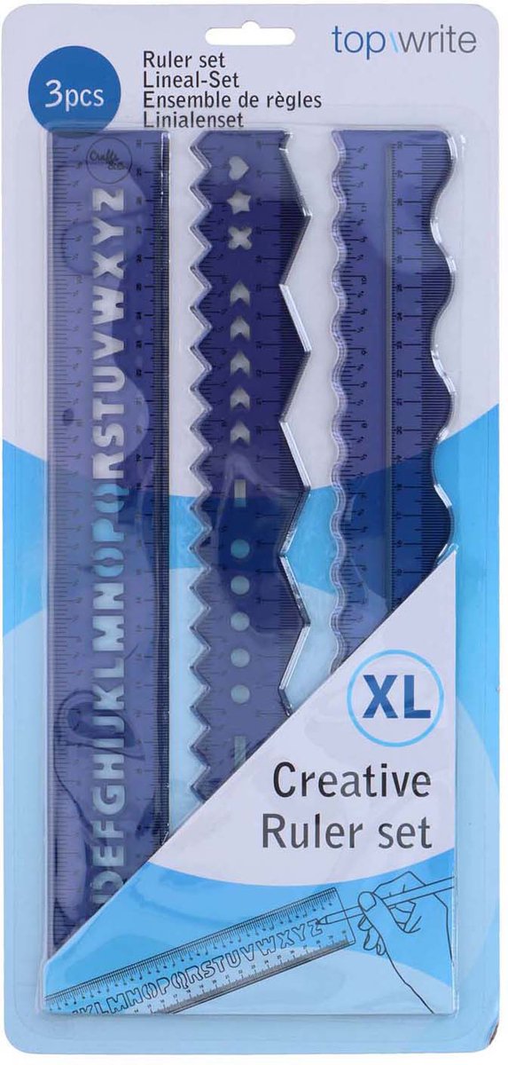 / Sans Marque - / Sans Marque Linialenset creatief blauw 30cm kunststof 3-delig voor kinderen.