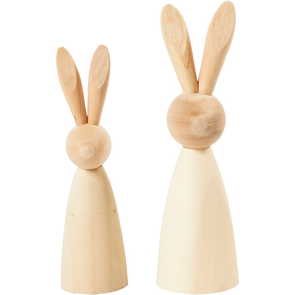 Creativ company houten konijnen 12 en 14cm - 2st.