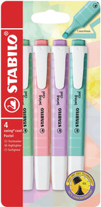 Stabilo swing cool - markeerstift - perfect voor onderweg - pastel - etui met 4 kleuren