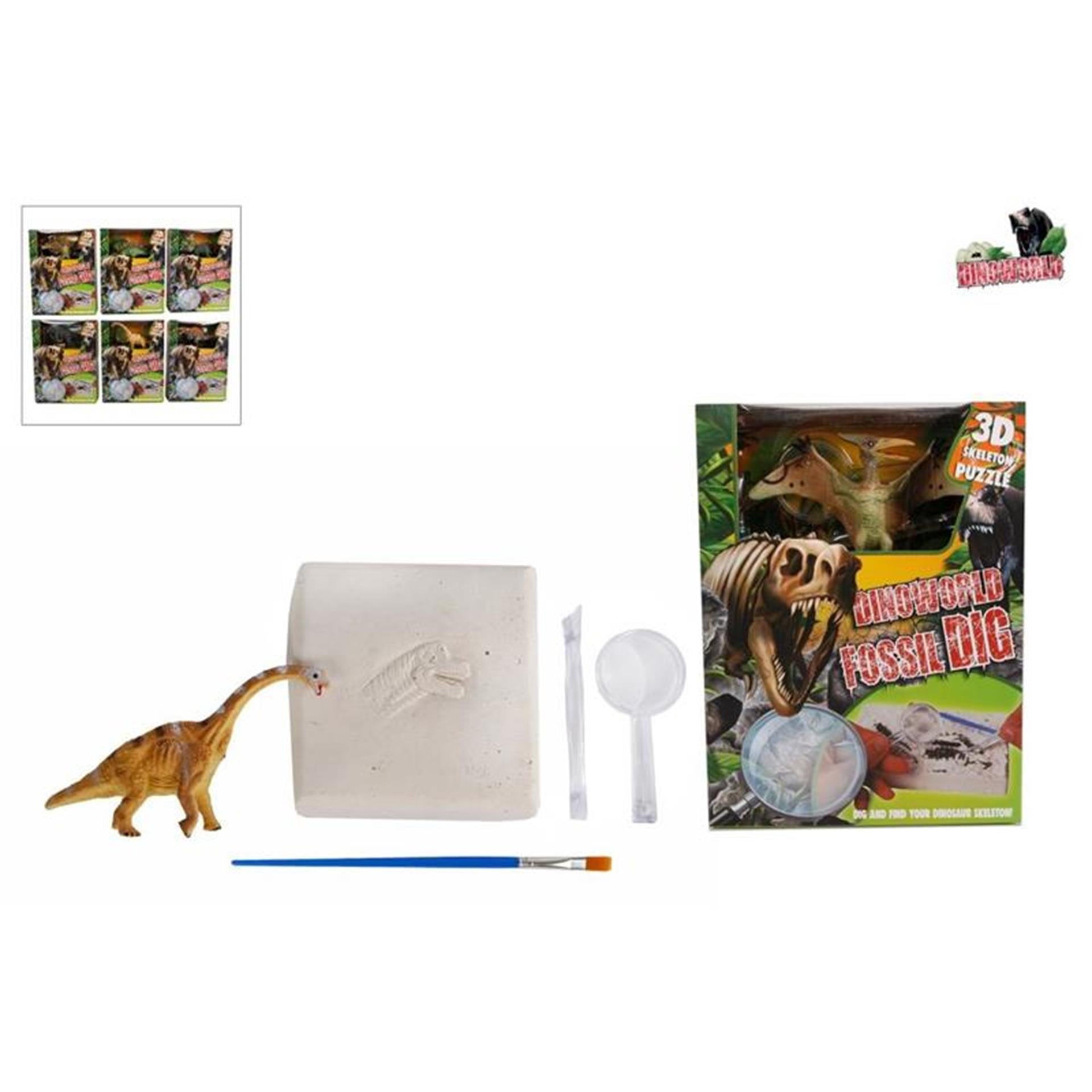 Dinoworld fossiel hakken puzzel met extra dinosaurus figuur