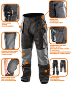 Neo tools werkbroek 2 in 1 m 50 oxford bescherming 35% katoen-65% polyester 267 gr m2 ce-en340