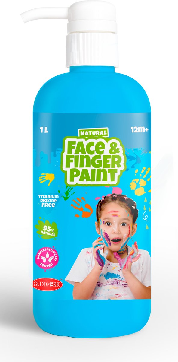 Natural Face & Fingerpaint - Natural Face & Fingerpaint fles met pompje - blauw 1l - schmink