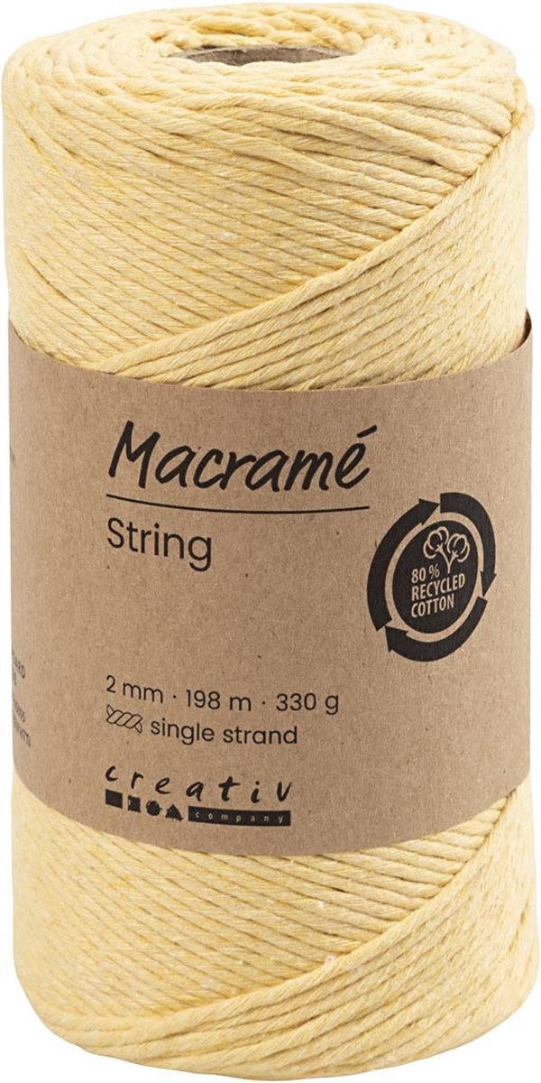 Creativ Company - Creativ Company Macrame koord lichtgeel 198m