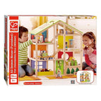 Hape houten 4 seizoenen poppenhuis met meubels