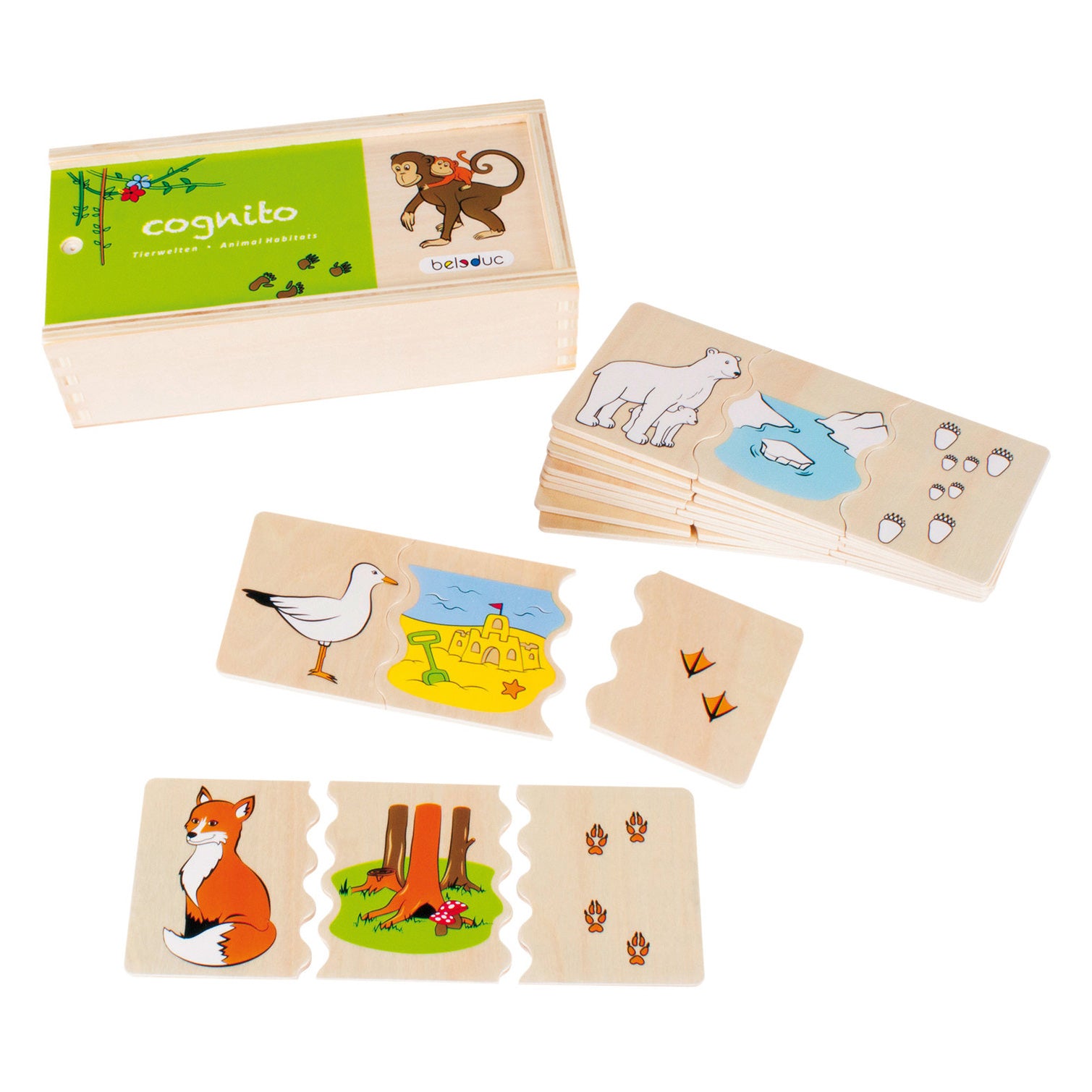 Beleduc cognito dierenmanieren herkennen houten kinderspel