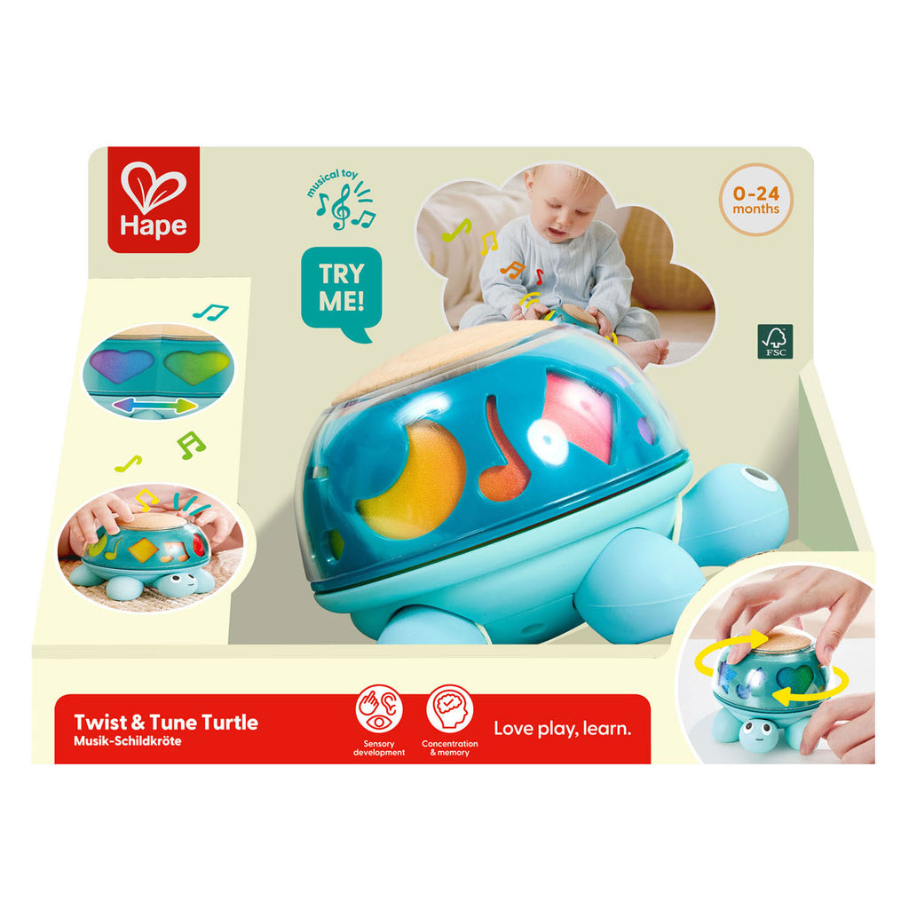 Hape twist tune turtle muziekdoosje