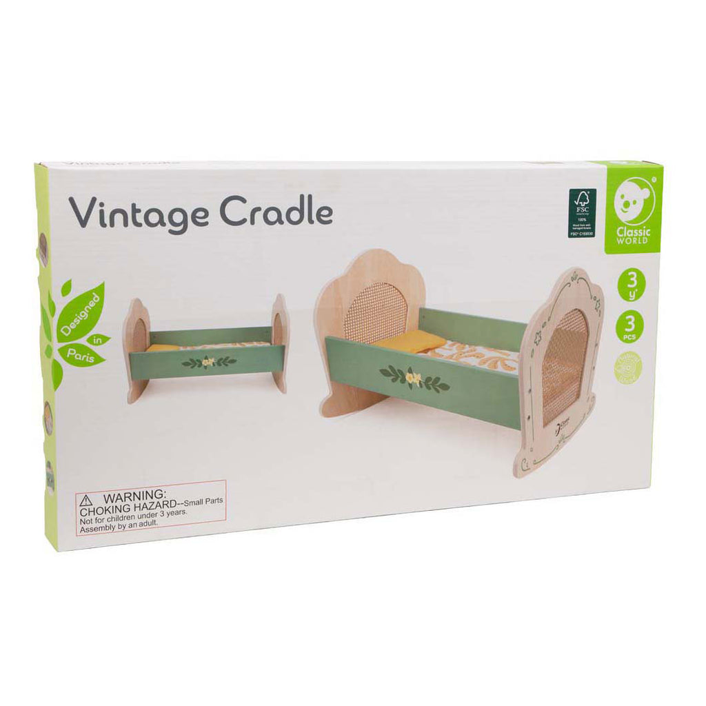 Classic world vintage houten poppenwieg