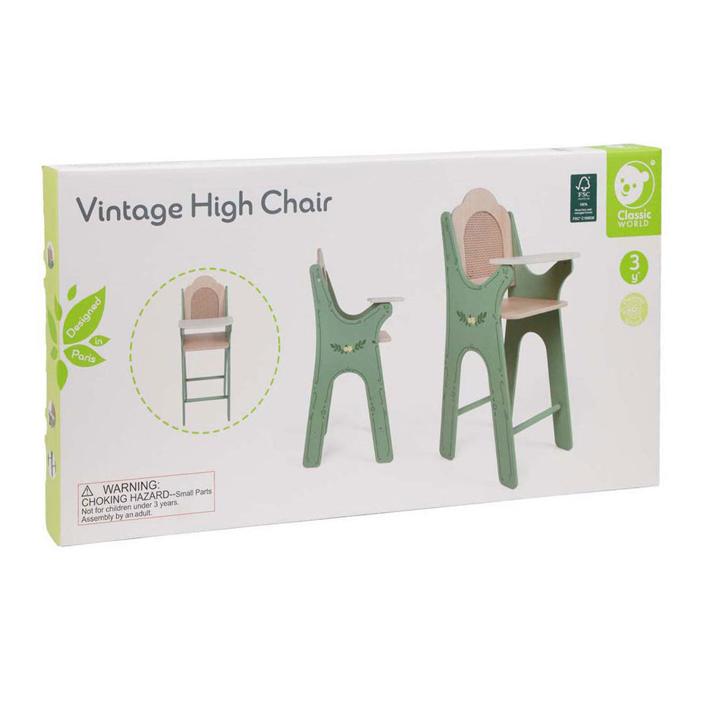 Classic world vintage wooden doll feeding chair