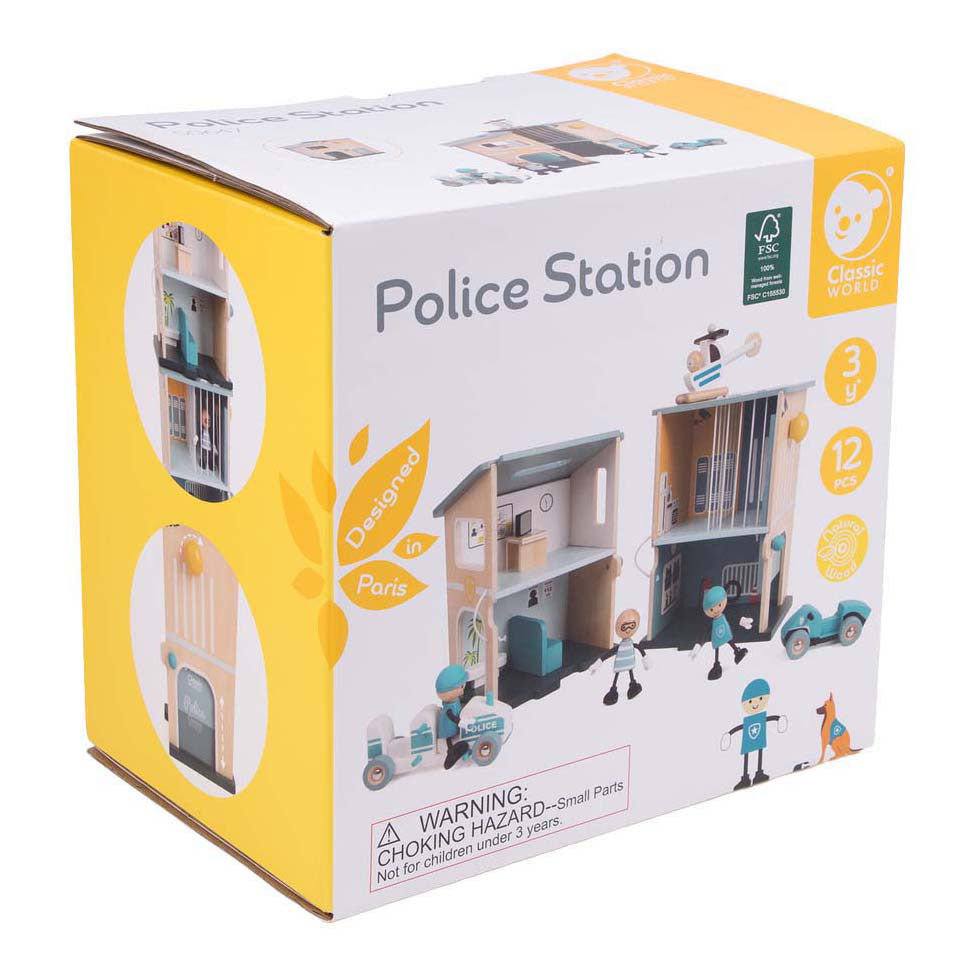 Classic World - houten politiebureau speelset voor kinderen.
