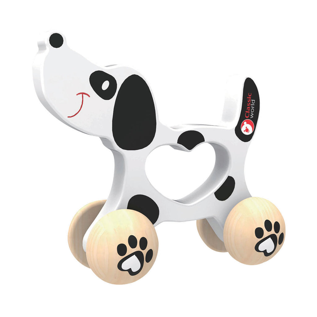 Classic world houten duwfiguur hond