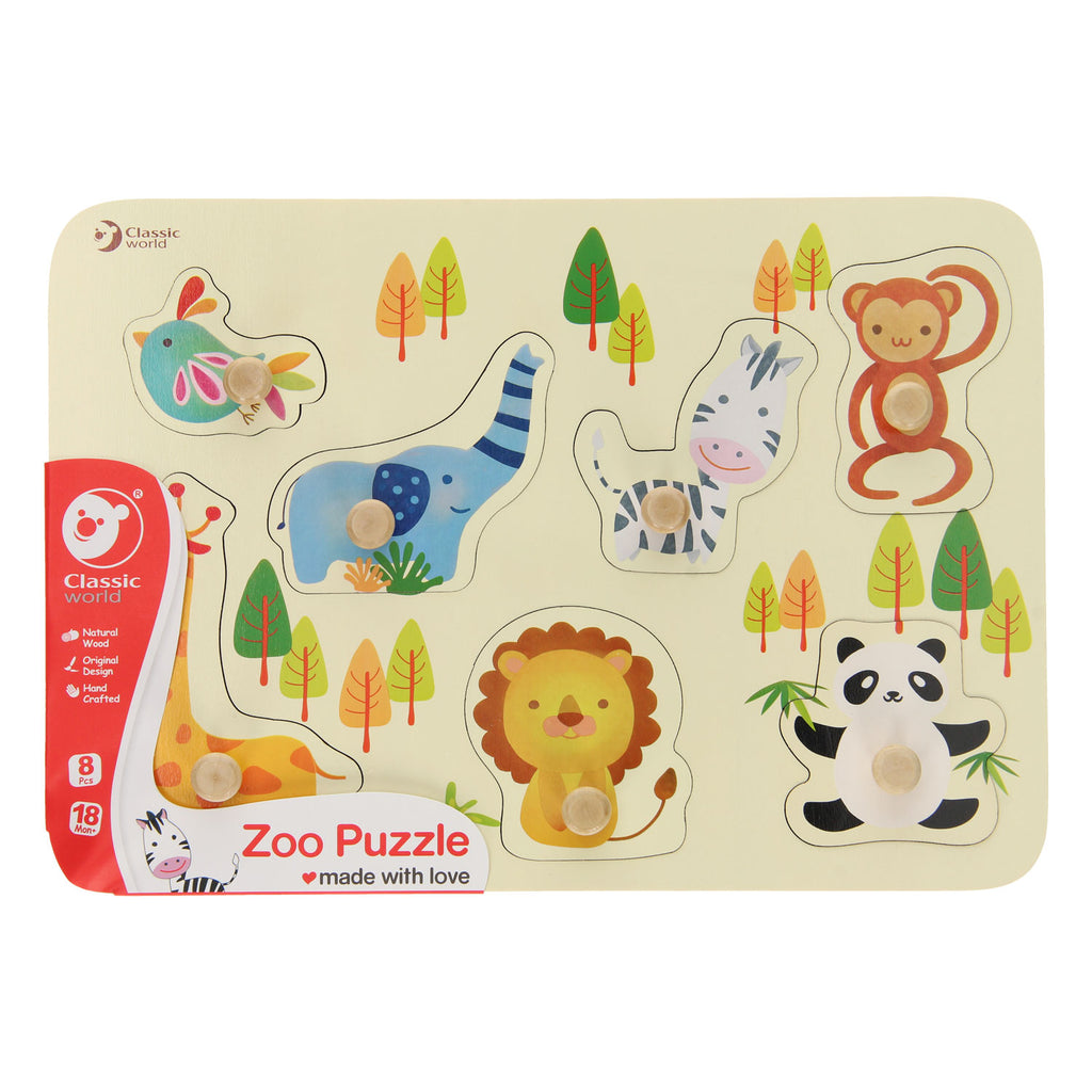 Classic World - houten dierenpuzzel - educatief speelgoed met noppen.