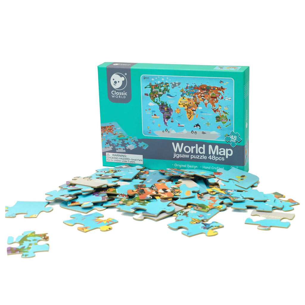 Classic World - houten legpuzzel wereldkaart 48st.