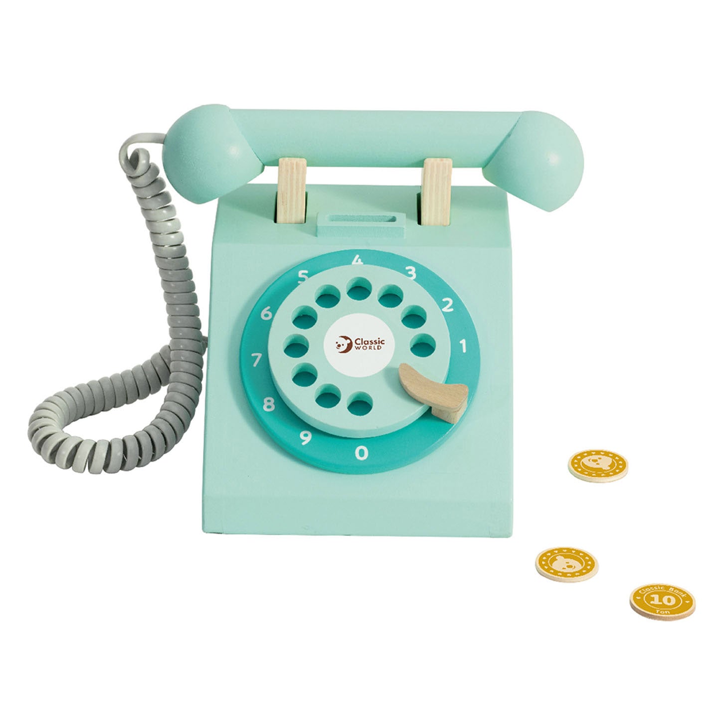 Classic world houten retro telefoon turquoise