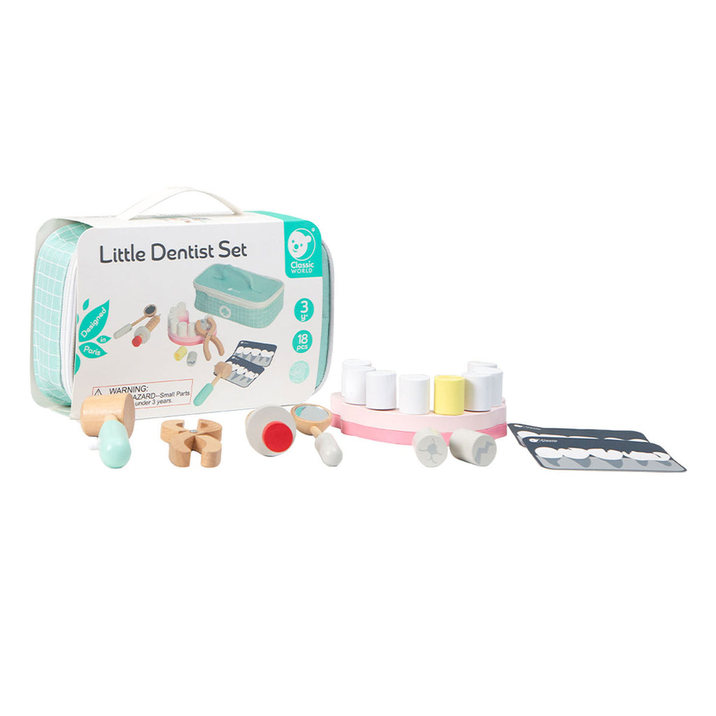 Classic World - kleine tandartsset dokterskoffer 18-delig.