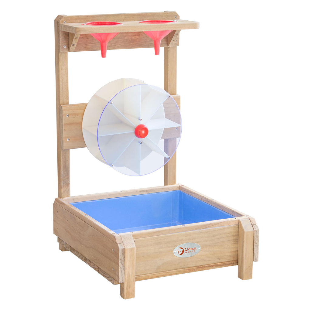 Classic world houten watertafel met trechters en watermolen