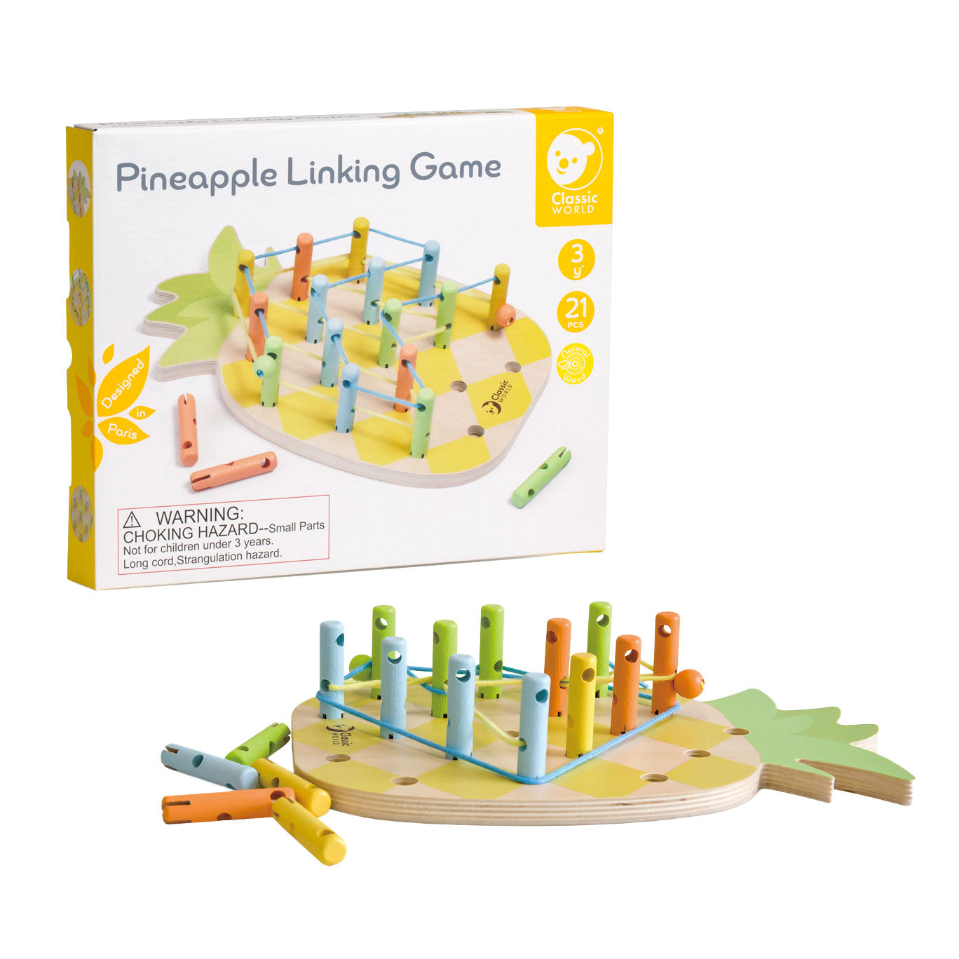 Classic World - houten ananas verbindingsspel 21dlg.