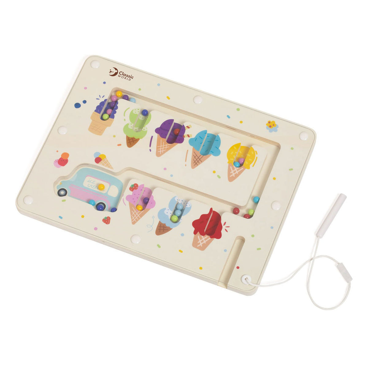 Classic World - houten educatief kleuren match spel ijsjes magnetisch.