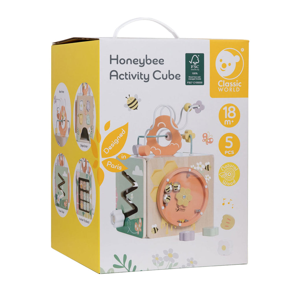 Classic World - houten activiteitenkubus honingbij 5dlg.