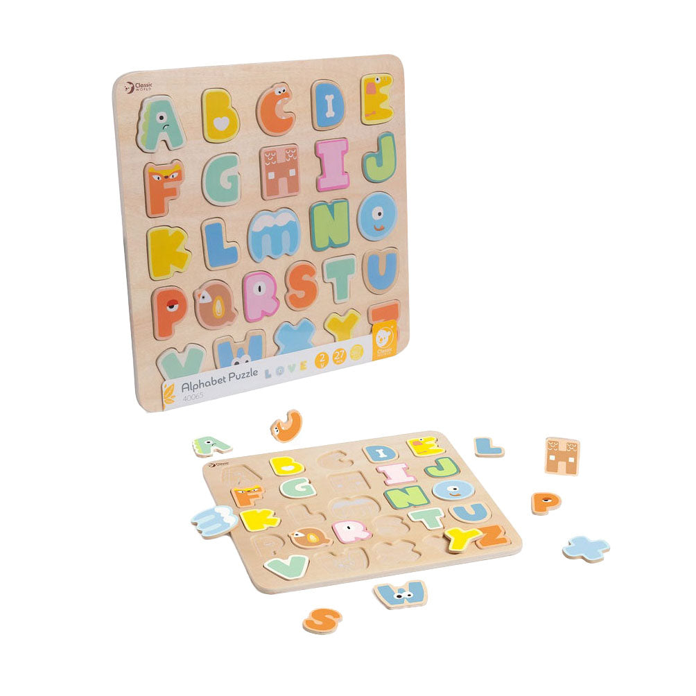 Classic world houten alfabet puzzel educatief speelgoed 27 stukjes.