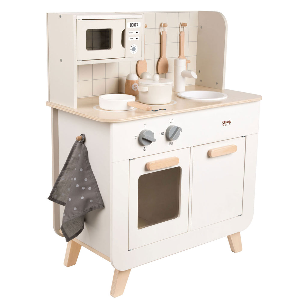 Classic World - houten speelkeuken chef 11-delig speelgoedkeuken wit.