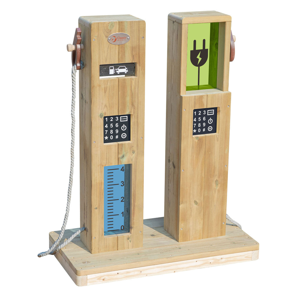 Classic world houten outdoor speel tankstation