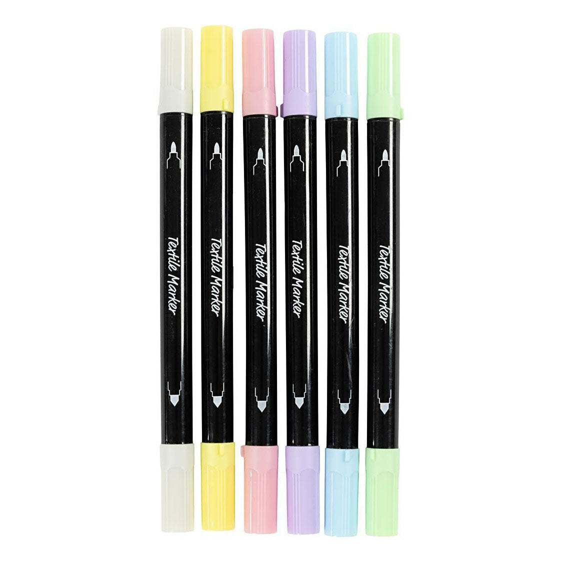 Creativ company dubbelzijdige textielstiften - pastel kleuren, 6st.