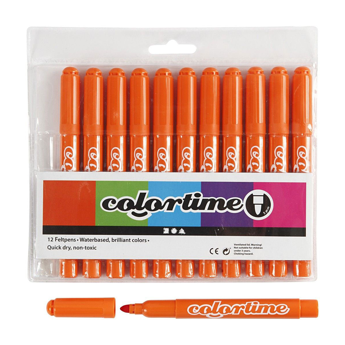Colortime oranje jumbo stiften, 12st.