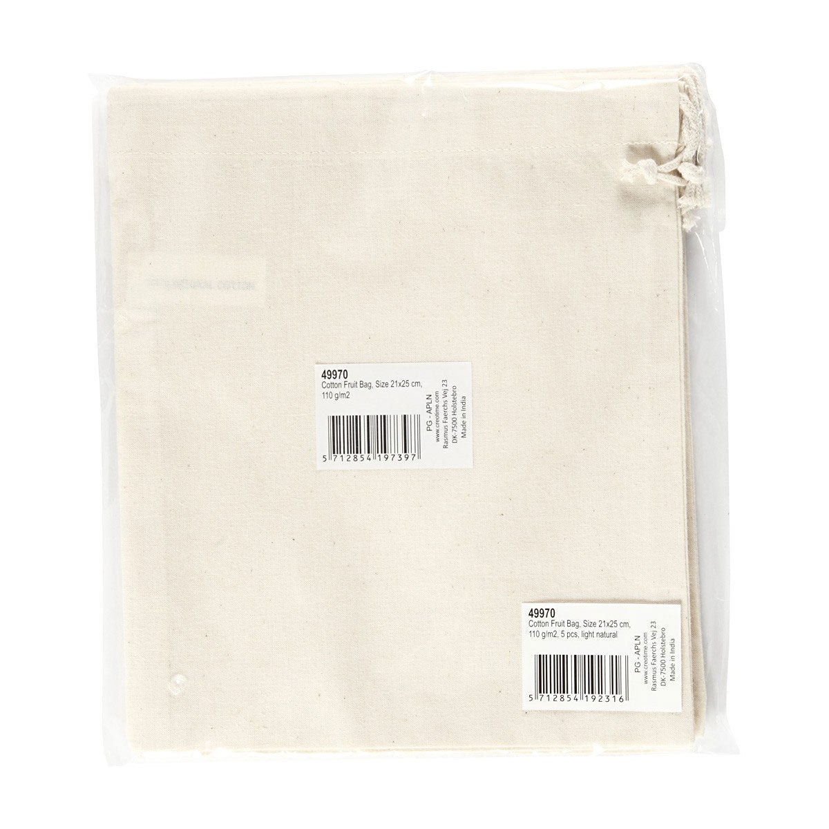 Creativ Company - Creativ Company Https://www.cchobby.nl/stoffen-tas-afm-21x25-cm-110-gr-licht-naturel-5-stuk-1-doos